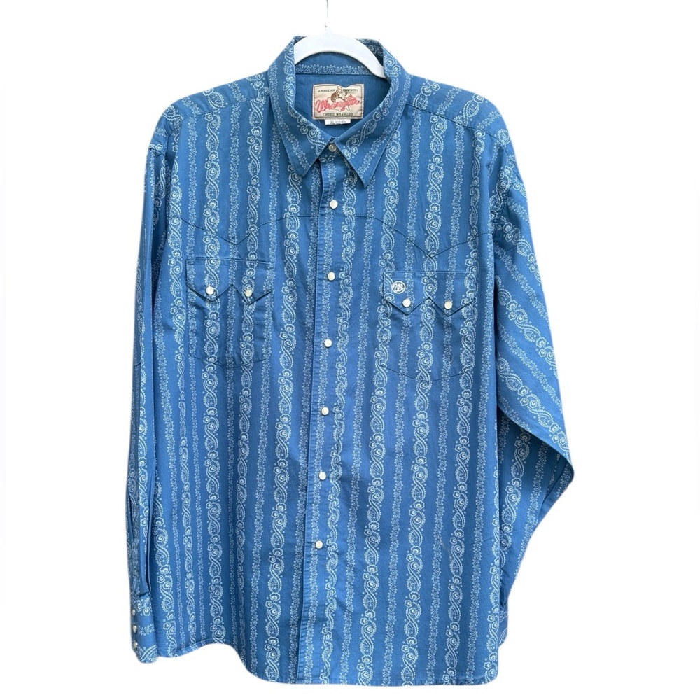 Wrangler Western Cowboy Long Sleeves Pearl Snap Paisley Print Shirt Size XL